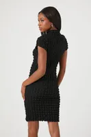 Women's Popcorn Knit Mini Dress in Black Small