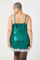 Women's Sequin Christmas Tree Dress in Green, 3X