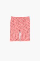 Girls Marled Knit Seamless Biker Shorts (Kids) in Sherbert Small