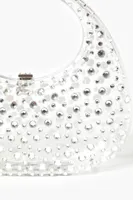 Women's Transparent Rhinestone Clutch Bag in Clear/Silver