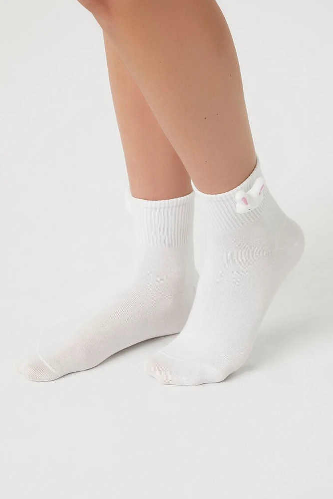 Bunny Quarter Socks in White