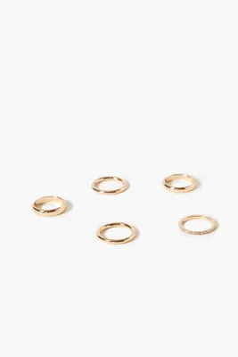 Women's Smooth Rhinestone Ring Set in Gold, 8