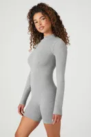 Women's Seamless Mock Neck Romper in Heather Grey Medium