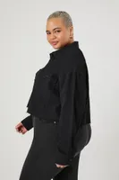 Women's Twill Cropped Shirt in Black, 2X