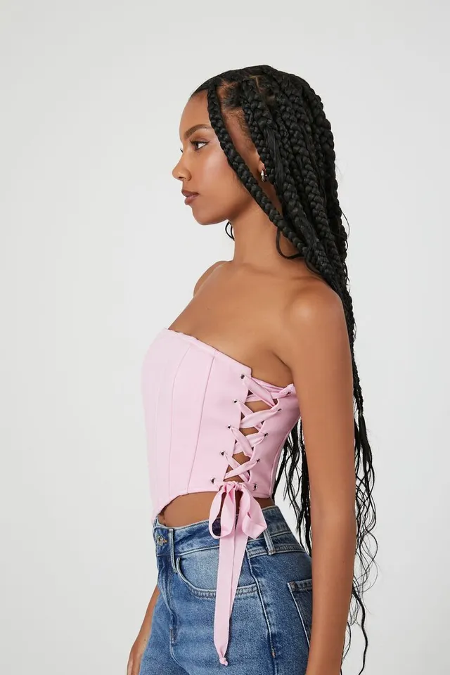 Cropped Lace-Up Tube Top