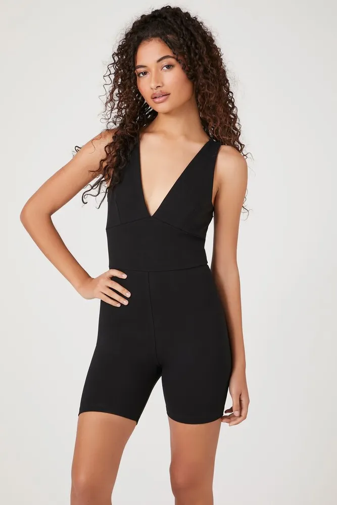 Women's Plunging Sleeveless Romper