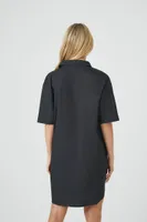 Women's Poplin Mini Shirt Dress in Black Medium