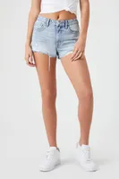 Women's Distressed Mid-Rise Denim Shorts Denim, 28