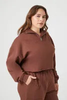 Women's French Terry Half-Zip Pullover in Chocolate, 0X