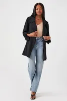 Women's Tie-Waist Wrap Coat in Black Large