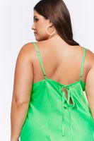 Women's Satin Slip Maxi Dress in Green Haze, 1X