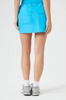 Women's Nylon Toggle Drawstring Mini Skirt in Ibiza Blue Large