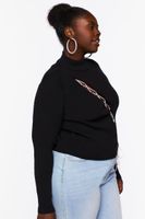 Women's Ribbed Lace-Up Sweater in Black, 1X