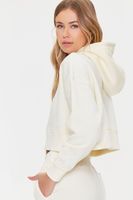 Women's Dropped-Sleeve Fleece Hoodie in Cream, XL