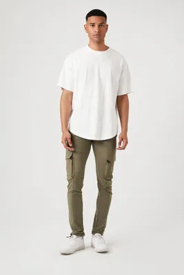 Men Skinny Drawstring Joggers in Olive Large