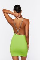 Women's Cowl Neck Crisscross Mini Dress in Green Apple Small