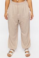 Women's Gingham Plaid Joggers in Brown, 0X