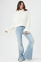 Women's Turtleneck Cropped Sweater in Vanilla Medium