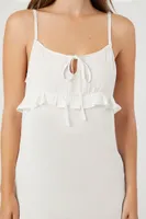 Women's Ruffle Cami Slip Dress in Ivory Small