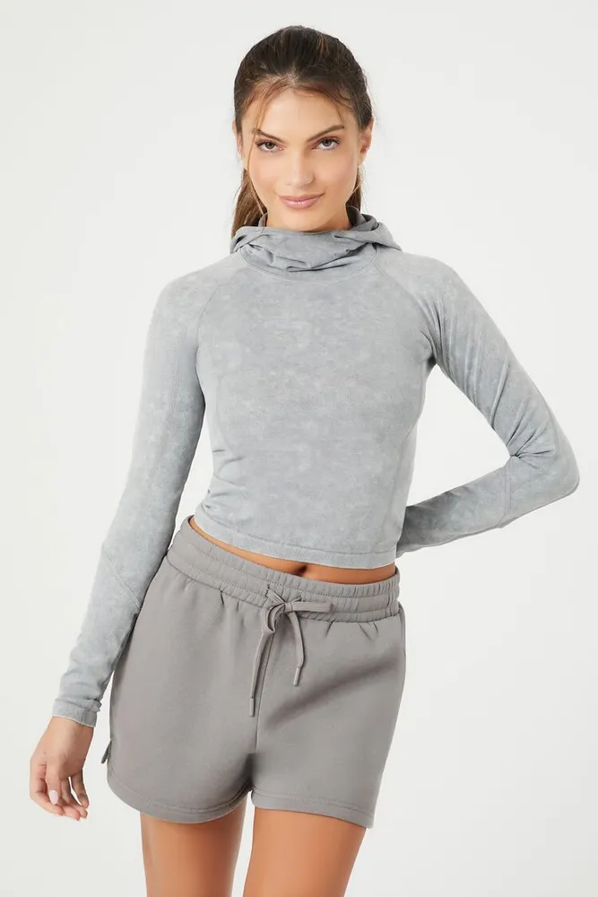 Women's Active Seamless Hooded Top in Dark Grey Large