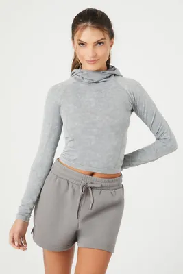 Women's Active Seamless Hooded Top in Dark Grey Small