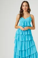 Women's Chiffon Ruffle Midi Dress Blue