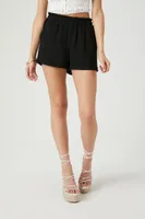 Women's Ruffle Cuffed-Hem Shorts in Black, XL