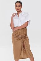 Women's Ruched Drawstring Skirt in Cigar Small