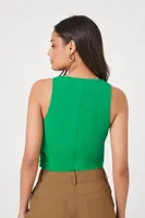 Women's Cowl-Neck Crop Top in Green Small