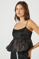 Women's Organza Peplum Cami in Black Small