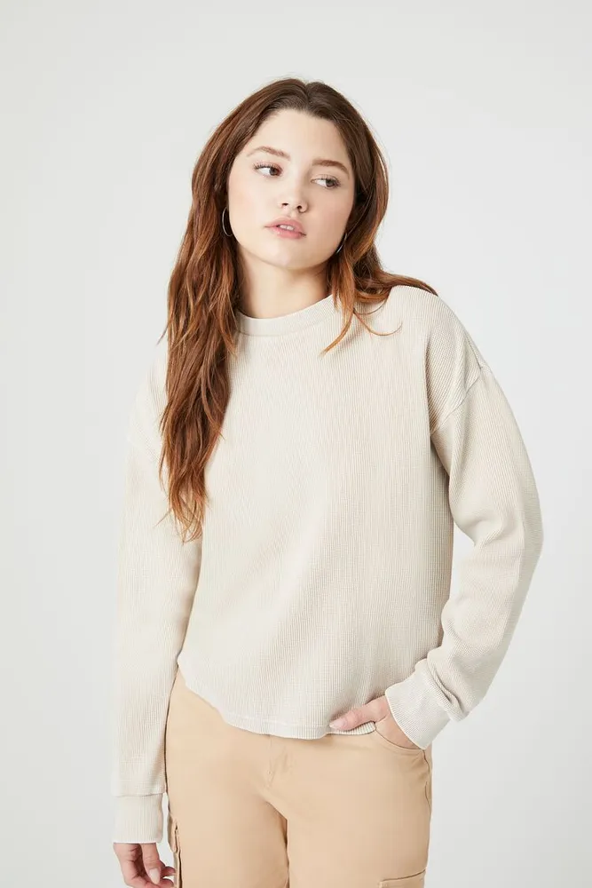 Women's Waffle Knit Drop-Sleeve Top Birch