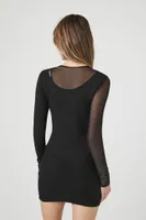 Women's Mesh Combo Cutout Mini Dress in Black Small