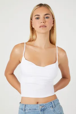 Women's Tie-Back Cropped Cami in White, XL