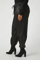 Women's Satin Joggers in Black, 0X