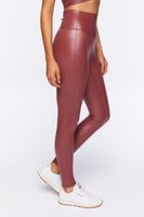 Women's Active Faux Leather Leggings in Brick Small