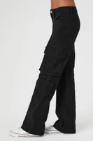 Women's High-Rise Cargo Bootcut Jeans in Black, 27