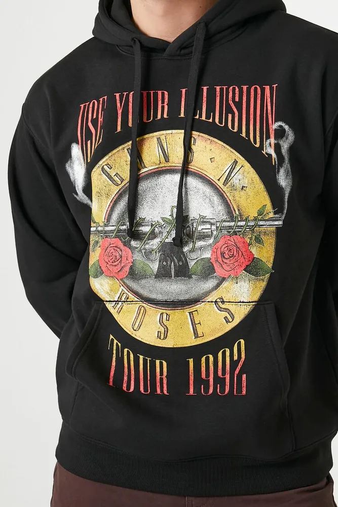 Men Guns N Roses Graphic Hoodie in Black Large