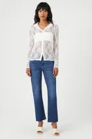 Women's Sheer Lace Shirt in White Large