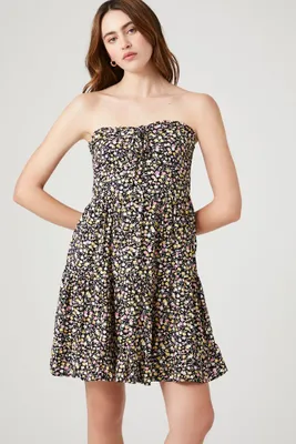 Women's Ditsy Floral Strapless Mini Dress