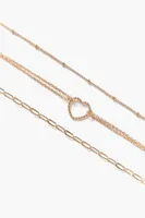 Women's Cutout Heart Bracelet Set in Gold