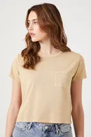 Women's Cropped Pocket T-Shirt in Safari Small