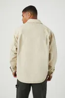 Men Distressed Mineral Wash Shirt in Taupe, XL