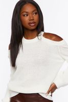 Women's Open-Shoulder Oversized Sweater in White Medium