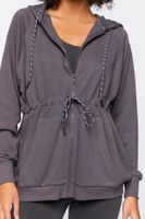 Women's Active Drawstring Zip-Up Hoodie in Charcoal Small