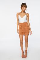 Women's Ruched High-Rise Mini Skirt in Praline Small