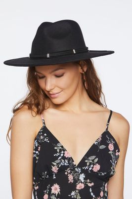 Knotted Faux Leather-Trim Fedora