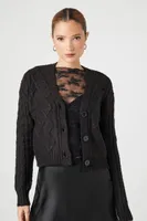 Women's Crosshatch Cardigan Sweater in Black Large