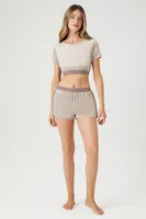 Women's Contrast-Trim Pajama Shorts Deep Taupe/Taupe