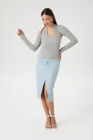 Women's Cutout Combo Top in Heather Grey Small