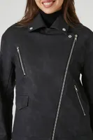 Women's Faux Leather Moto Jacket in Black Medium